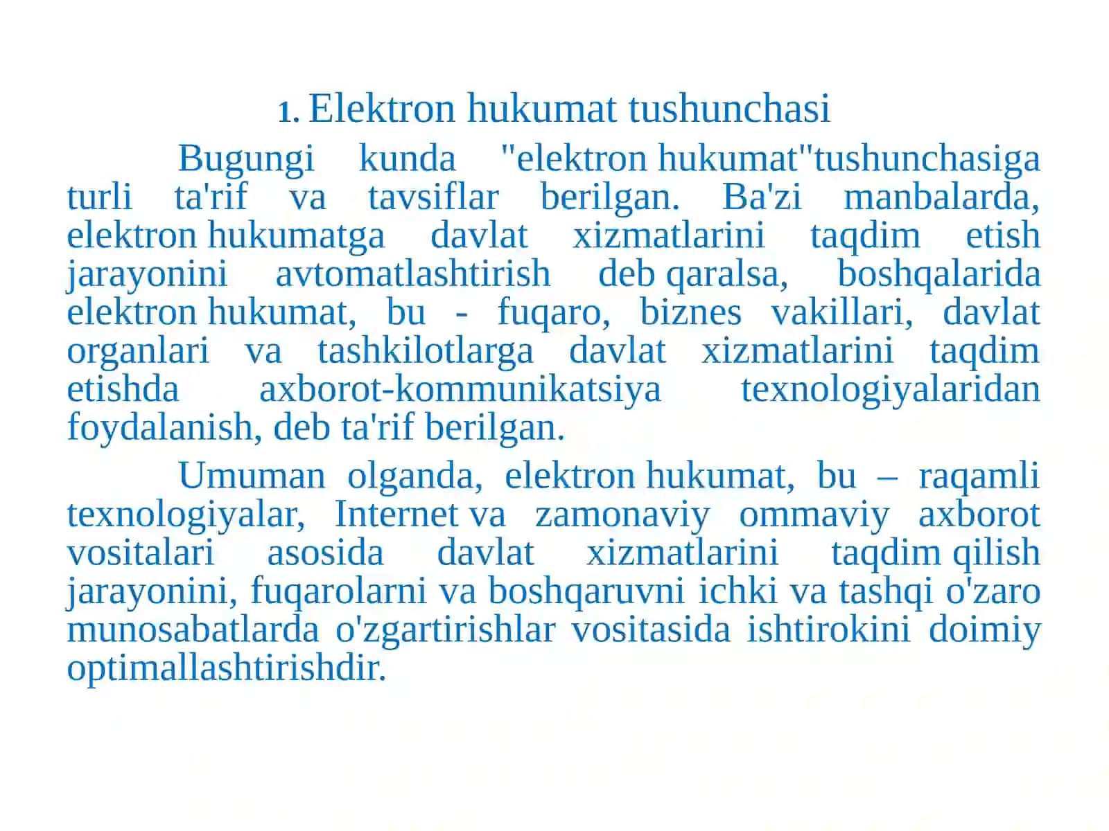 Elektron xukumat boshqaruv tizimi 2
