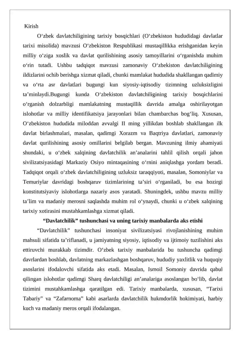 O‘zbek davlatchiligining tarixiy bosqichlari (O‘zbekiston hududidagi davlatlar tarixi misolida) 2