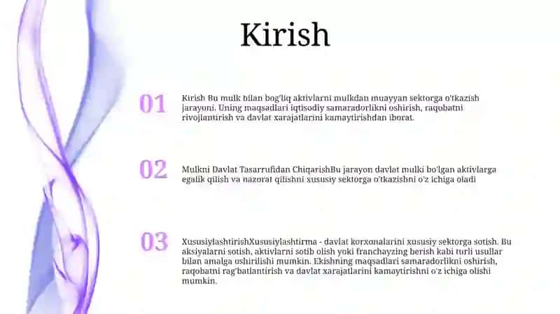 Mulkni Davlat Tasarrufidan Chiqarish Va Xususiylashtirish 2