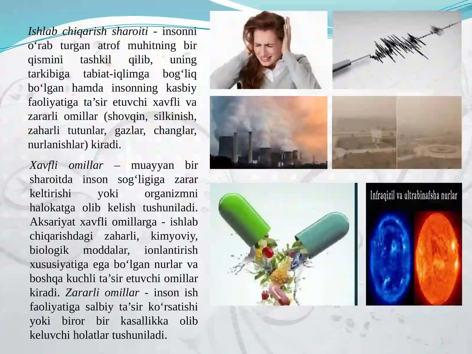 Ishlab chiqarish korxonalaridagi xavfli va zararli omillar 2