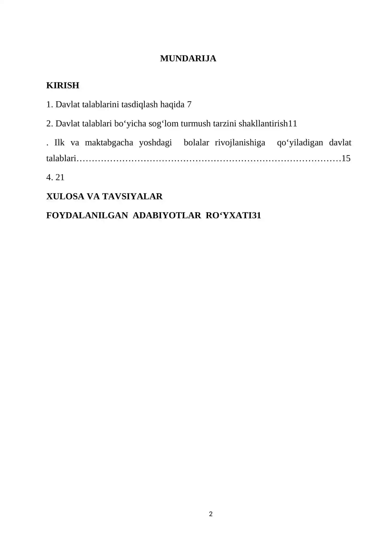 O‘zbekiston Respublikasi ilk va maktabgacha bolalar rivojlanishiga qo‘yilgan davlat talablarining maqsad, vazifa va asosiy tamoyillari 2