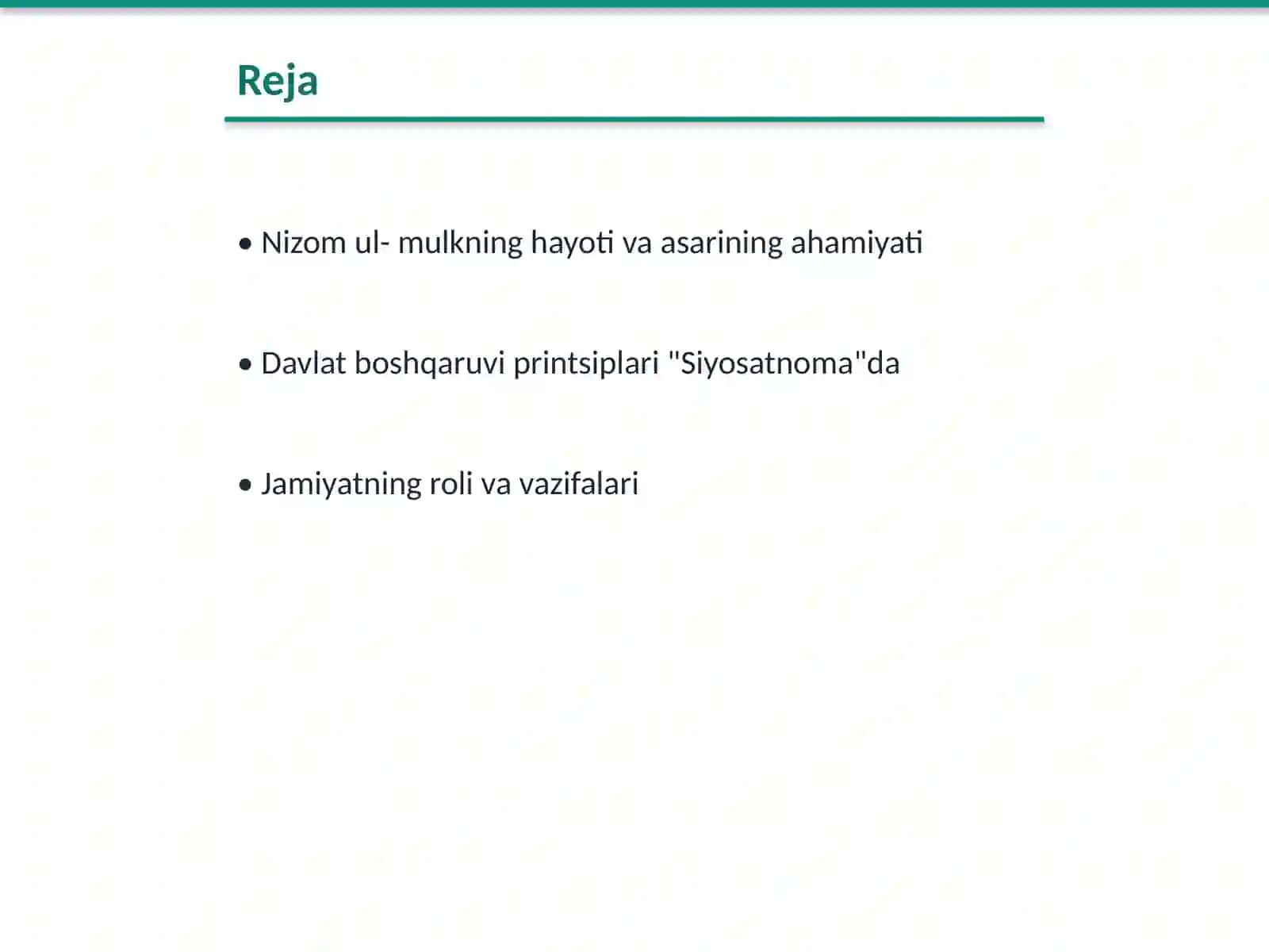 Nizom ul- mulkning "Siyosatnoma" asarida davlat va jamiyat mafkurasi 2