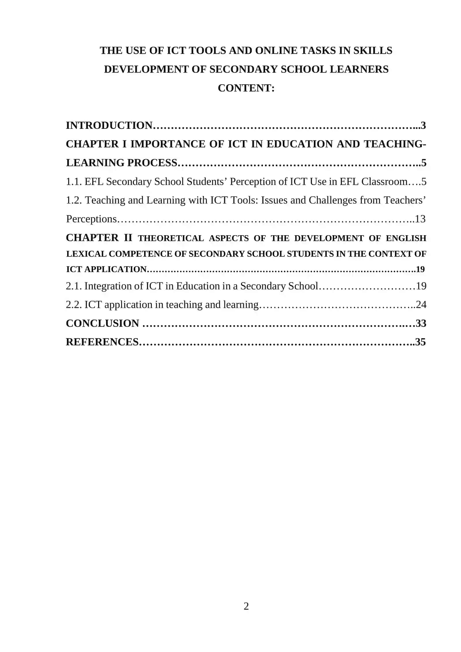 THE USE OF ICT TOOLS AND ONLINE TASKS IN SKILLS DEVELOPMENT OF SECONDARY SCHOOL LEARNERS 2