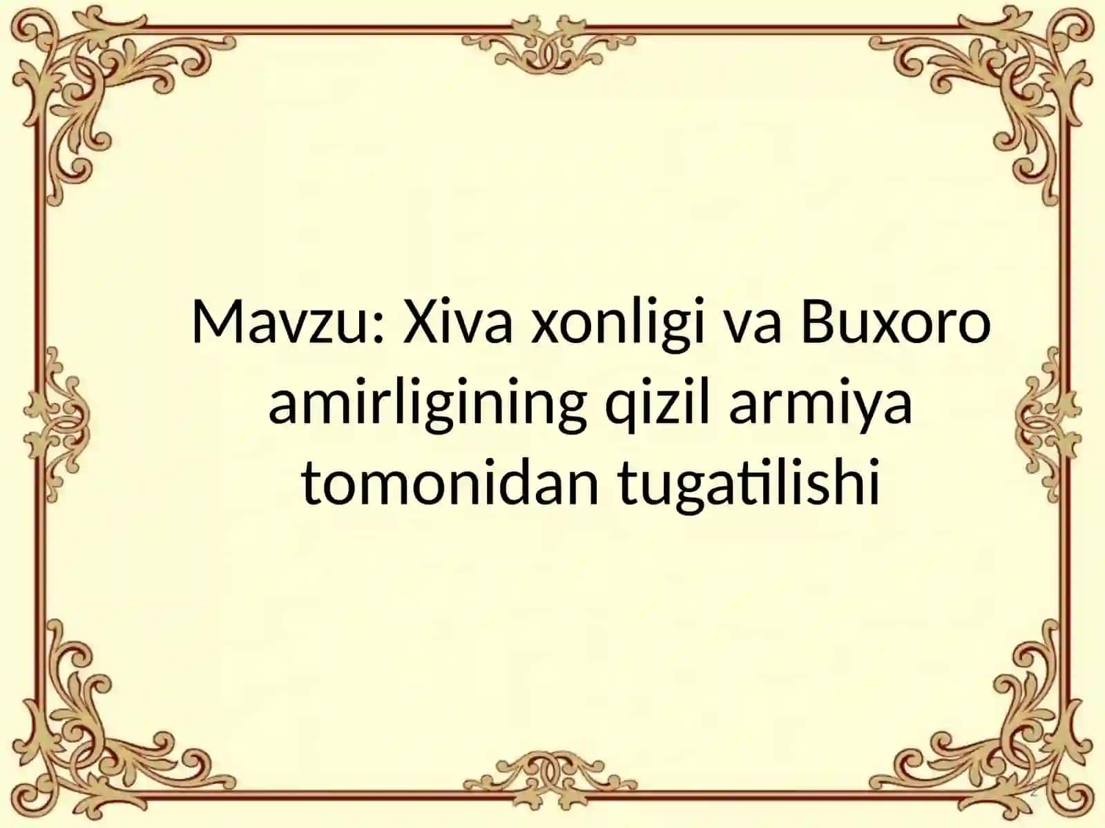 Òrta Osiyo me'morlik fanida taqdimot 2