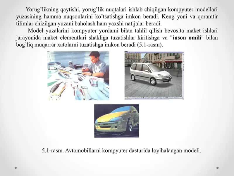 Kuzov elementlarining o’tish yuzalarini qurish 2