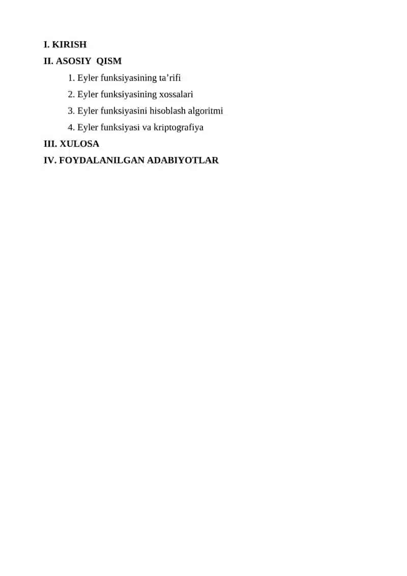 EYLER FUNKSIYASI VA UNI HISOBLASH ALGARITIMI 2