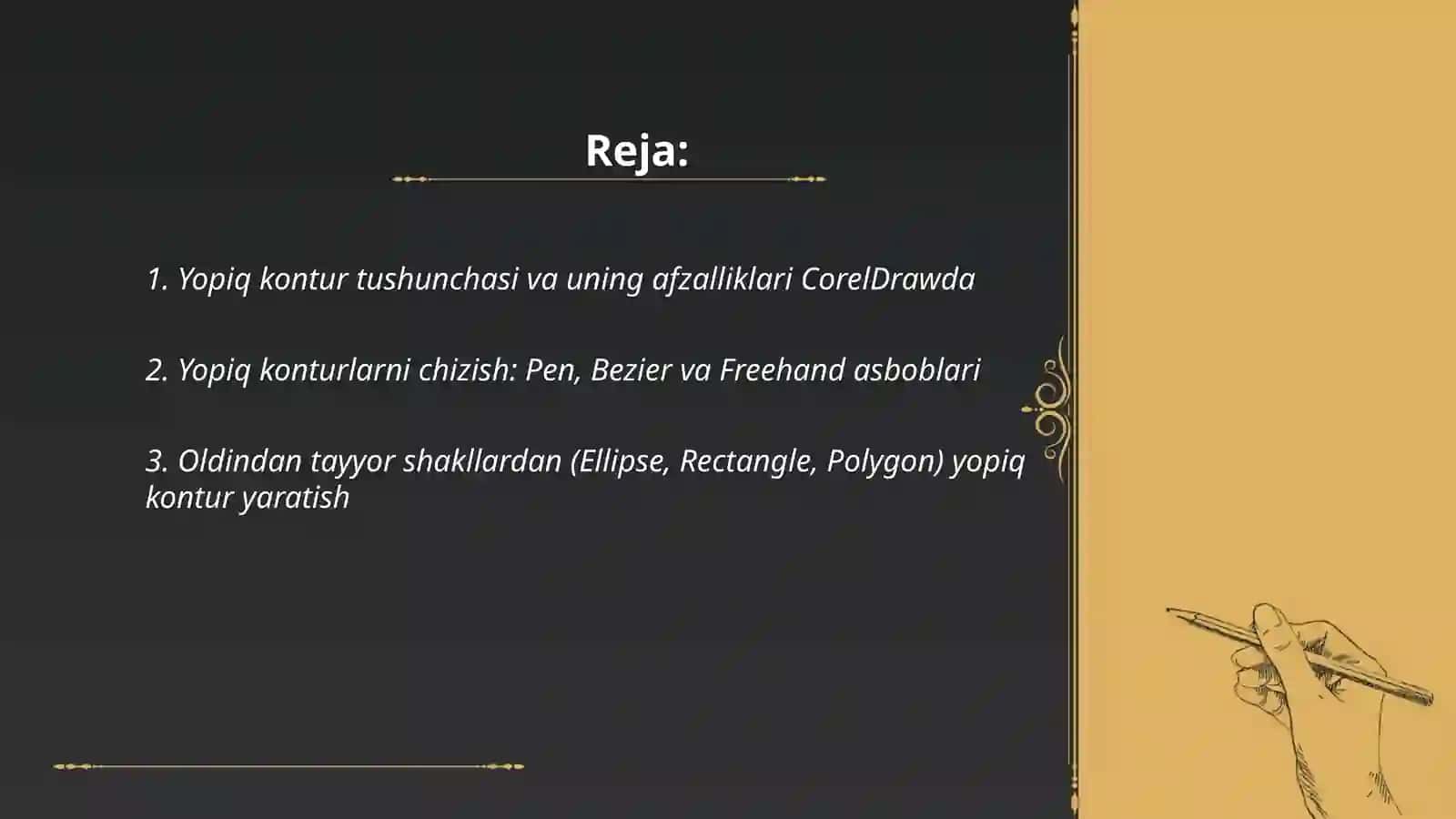 CorelDrawda yopiq konturlar bilan ishlash 2