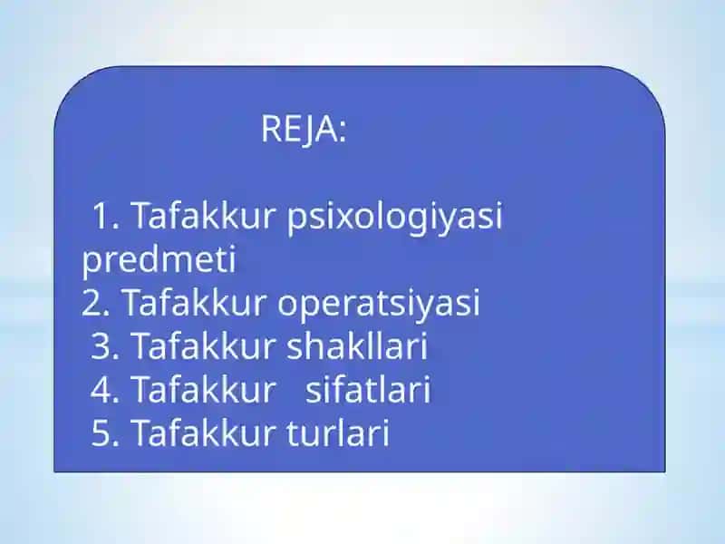 TAFAKKUR PSIXOLOGIYASI PREDMETI 2