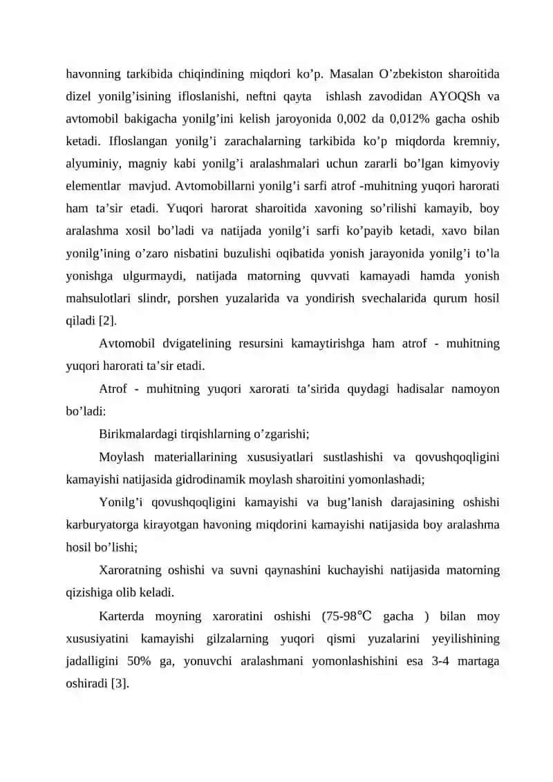 KESKIN TABIIY-IQLIM SHAROITLARDA AVTOMABILLARNI EKSPLUATATSIYA QILISH XUSUSIYATLARI. 2