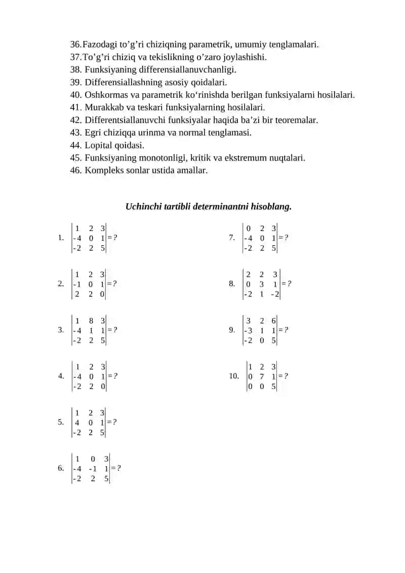Oziq ovqat texnologiyasi yo‘nalishi 1-kurs talabalari uchun 2