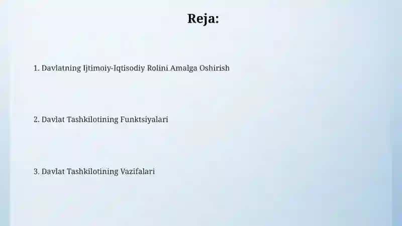 Davlatning tashkilot sifatida funksiyalari va vazifalari 2