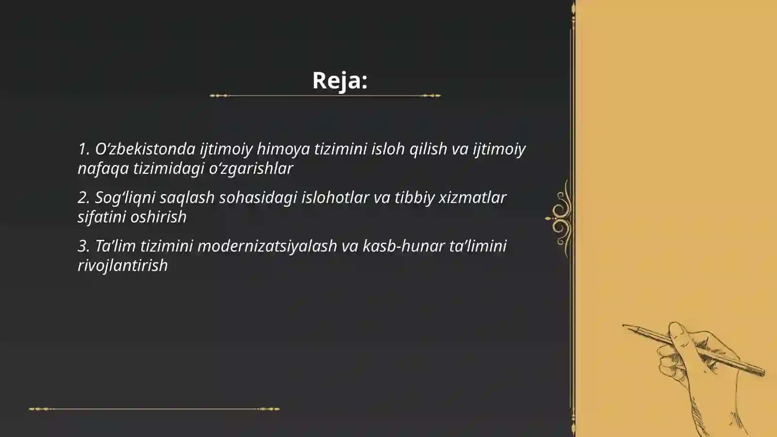 Oʻzbekistonda ijtimoiy sohada amalga oshirilayotgan õzgarishlar mazmun va mohiyati 2