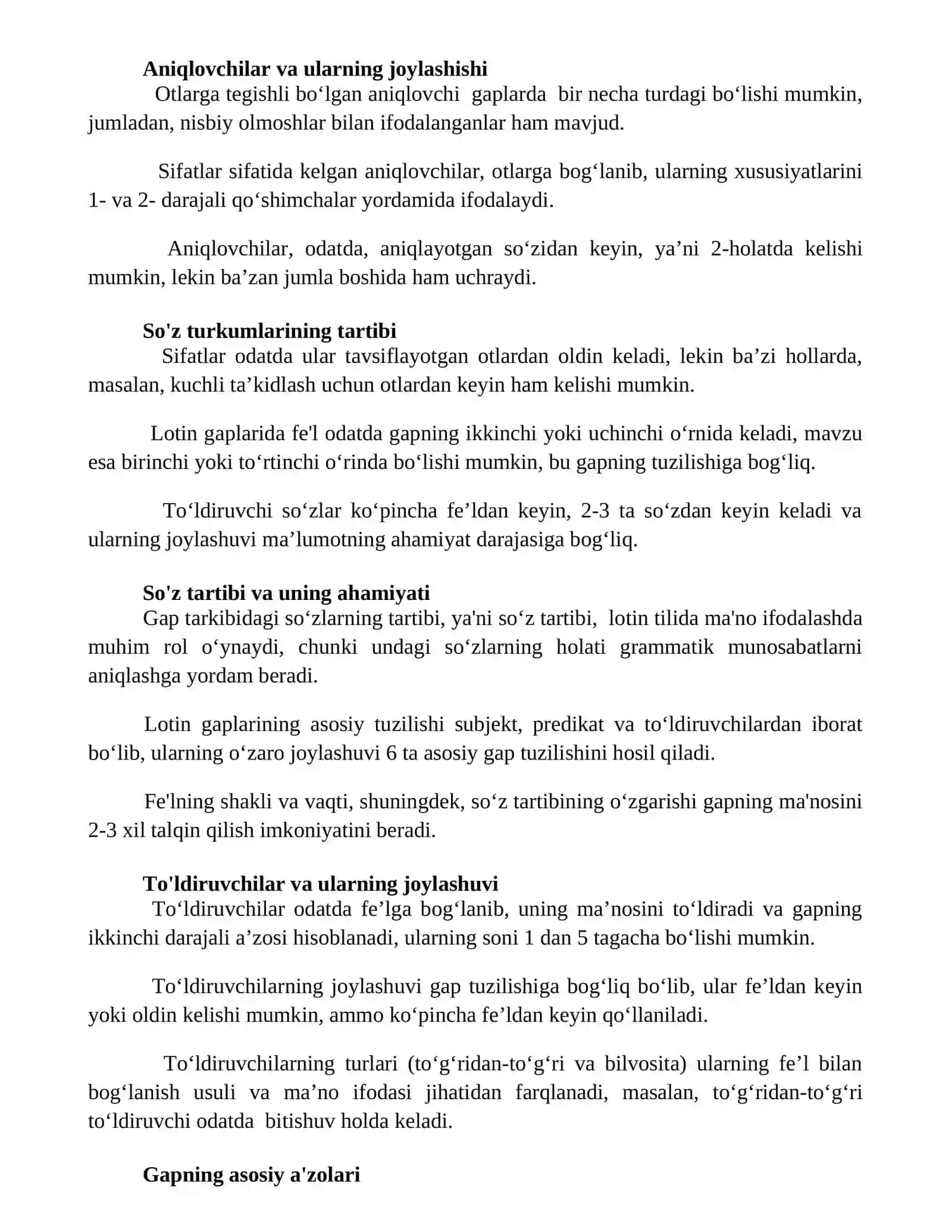 Lotin tili gaplar ning strukturasi 2