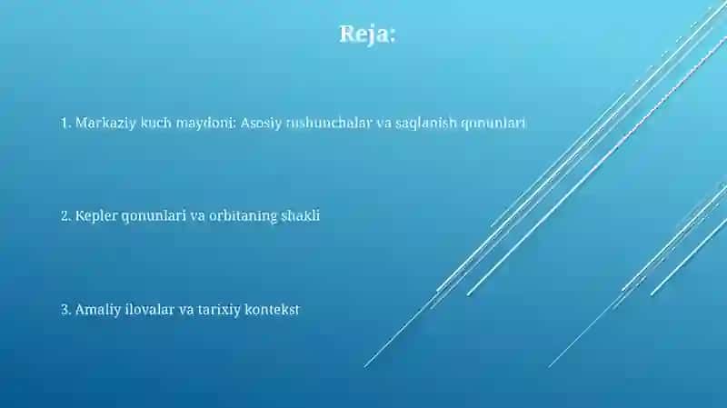 Markaziy kuch maydonidagi harakati ( yuzalar qonuni ) 2