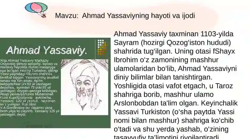Ahmad Yassaviyning hayoti va ijodi 2