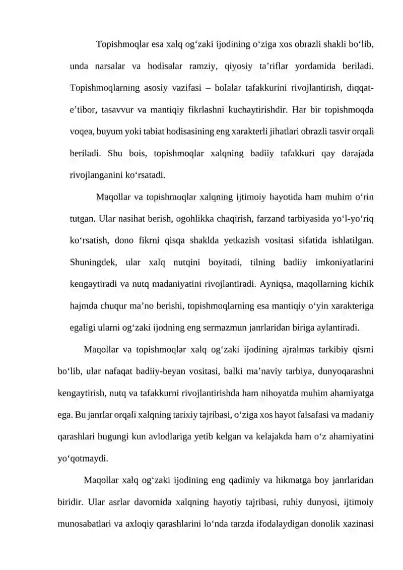 O’zbek xalq maqollari va topishmoqlar talqini 2