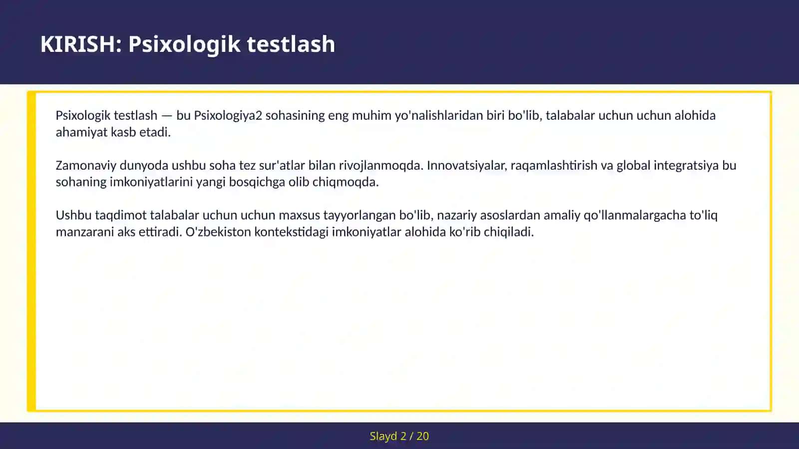 Psixologik testlash 2