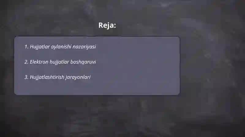 Hujjatlar aylanishi va hujjatlar turkumlanishi 2