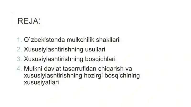Davlat mulkini xususiylashtirish va boshqarish-iqtisodiyotni tartibga solishvositasi 2