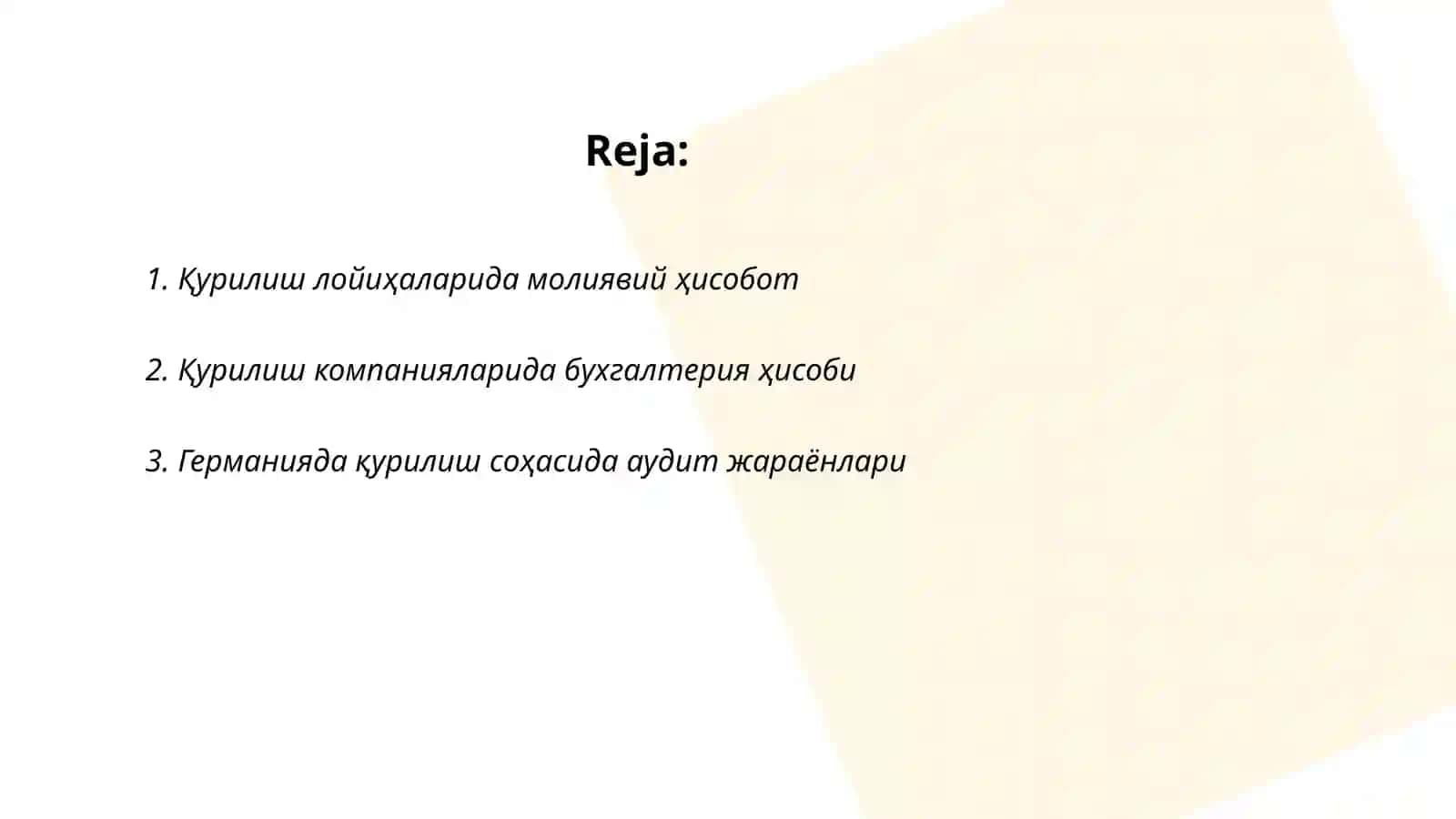 Қурилиш лойиҳаларида молиявий ҳисобот 2