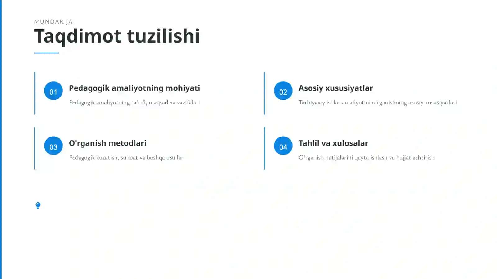 Tarbiyaviy ishlar amaliyotini o'rganish 2