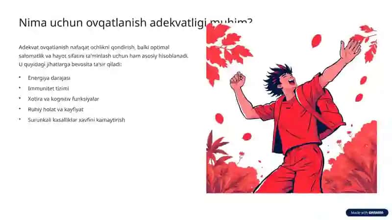 Shaxsiy Ovqatlanish Adekvatligini O'rganish va Baholash 2