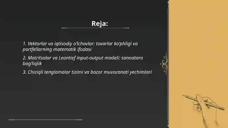 Chiziqli algebra elementlari va ularning iqtisodiyotdagi tatbiqi 2