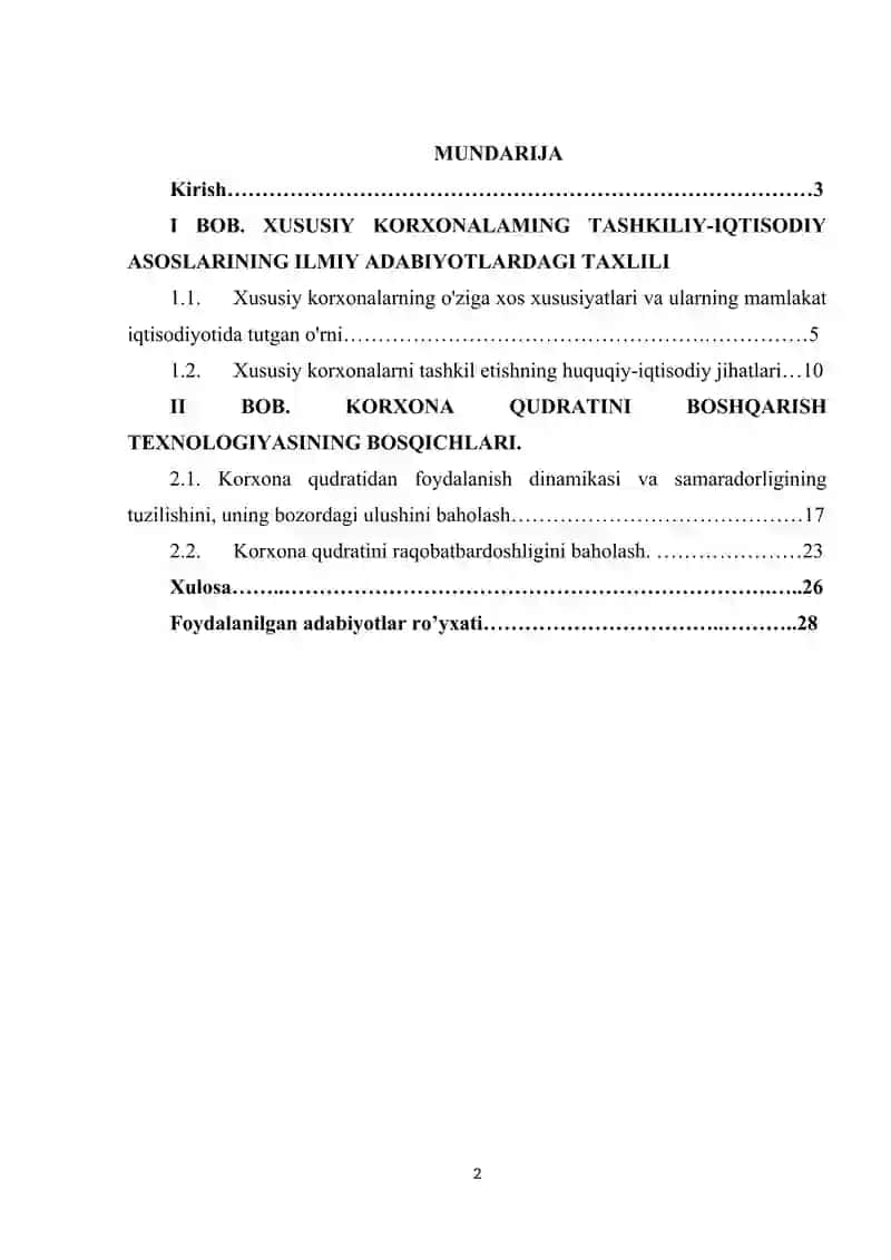 Xususiy korxonalaming tashkiliy-iqtisodiy asoslari 2