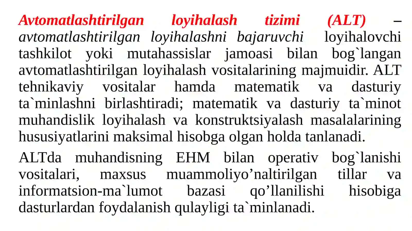 Avtomatlashtirilgan Loyihalash Tizimi tarkibi va strukturasi 2
