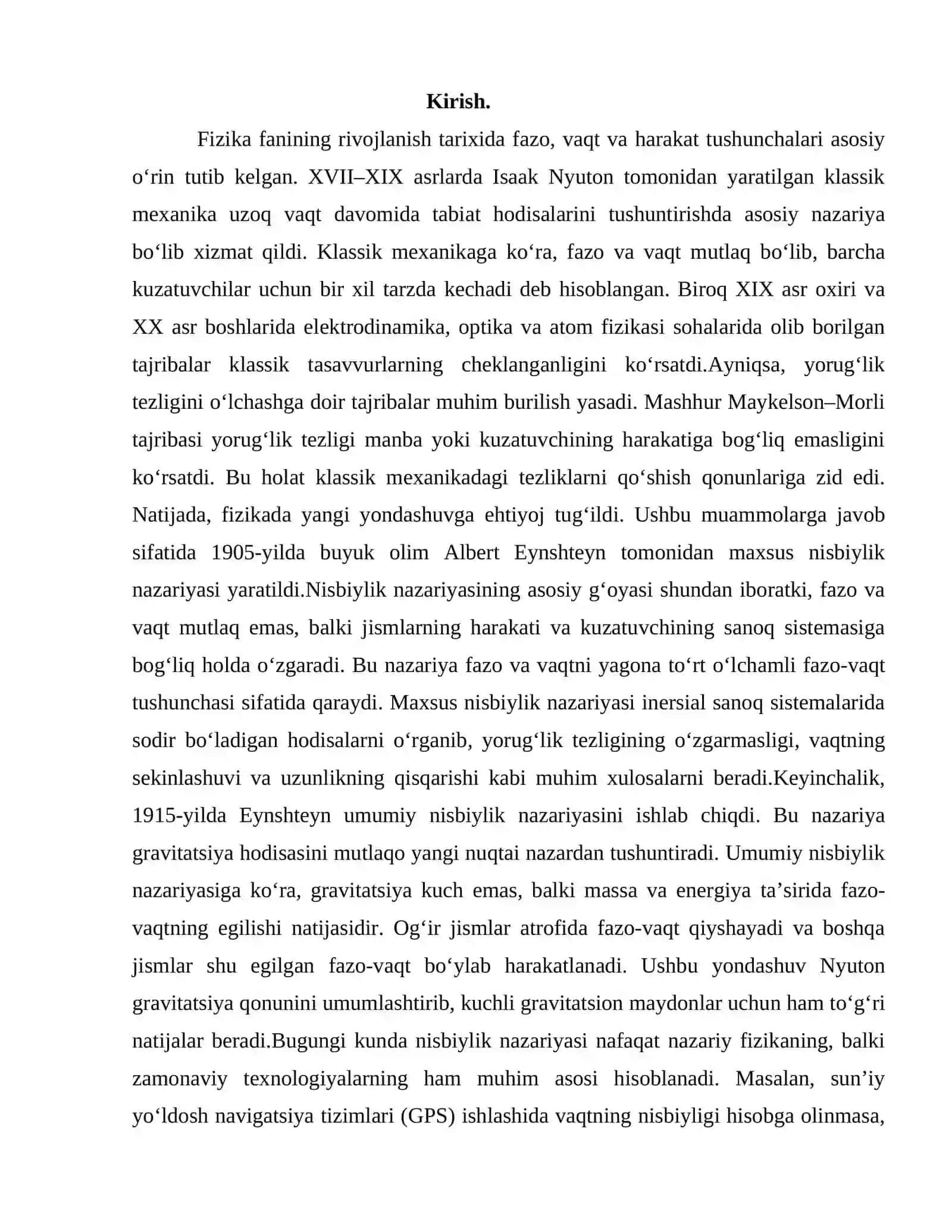 Nisbiylik nazariyasi elementlari 2