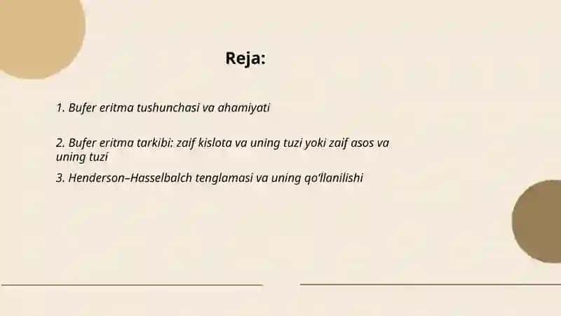 Bufer eritmalar tayyorlash va xossalarini órganish 2