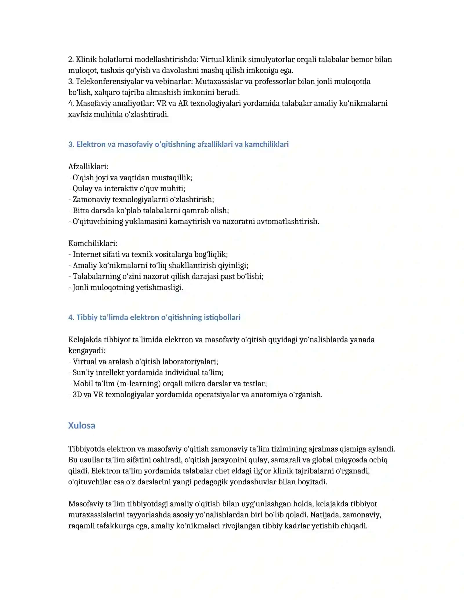 Tibbiyotda elektron va masofaviy o‘qitish 2