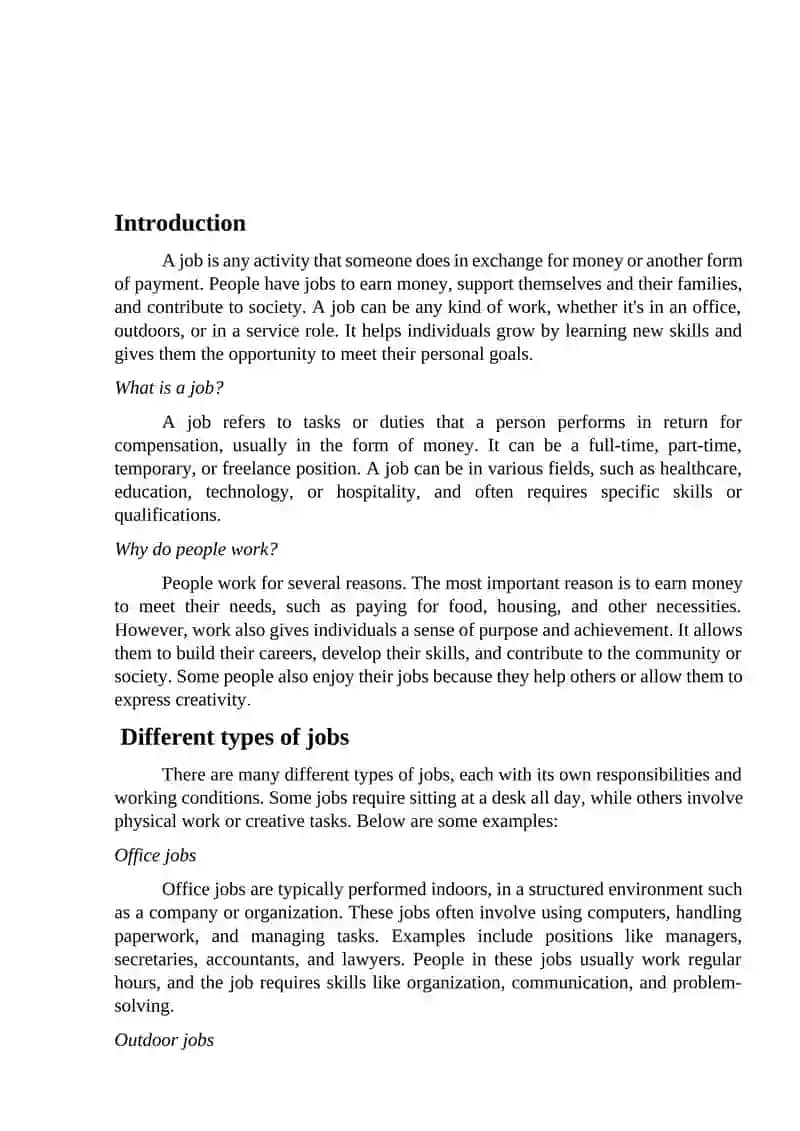 Self study work, Jobs 2