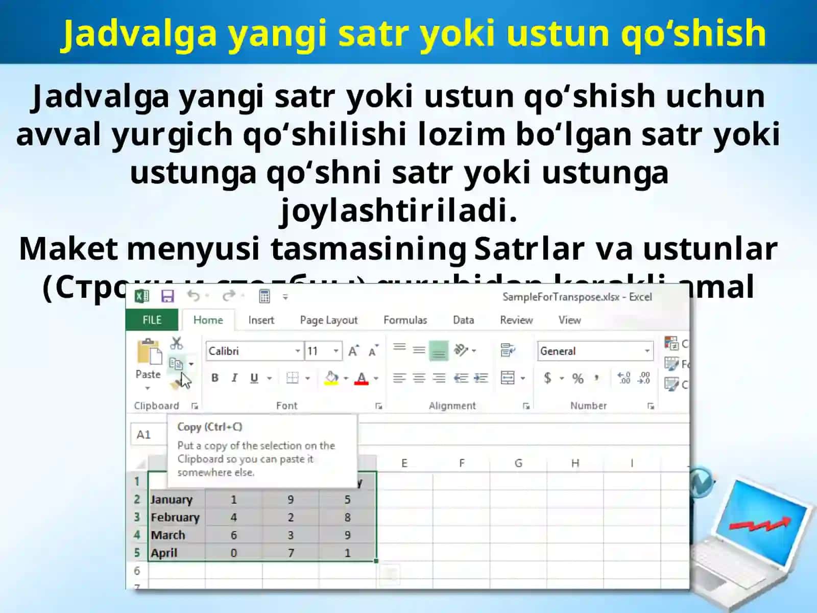 Jadvallar ustida amallar 2