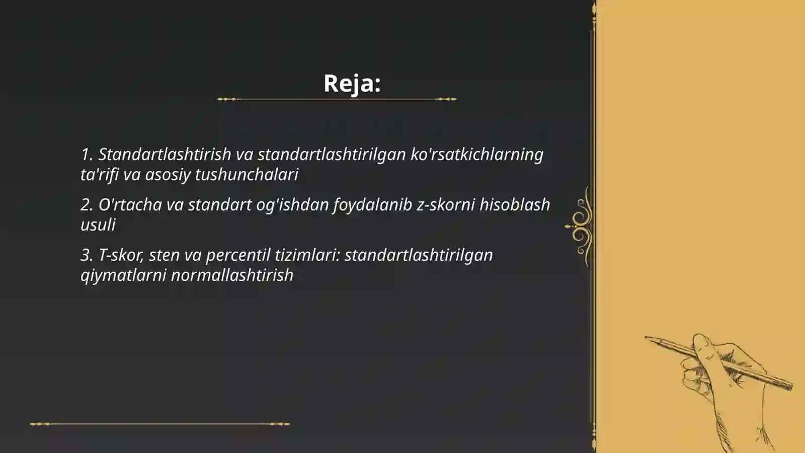 Standartlashtirish standartlashtirilgan ko`rsatkichlarning ahamiyati 2