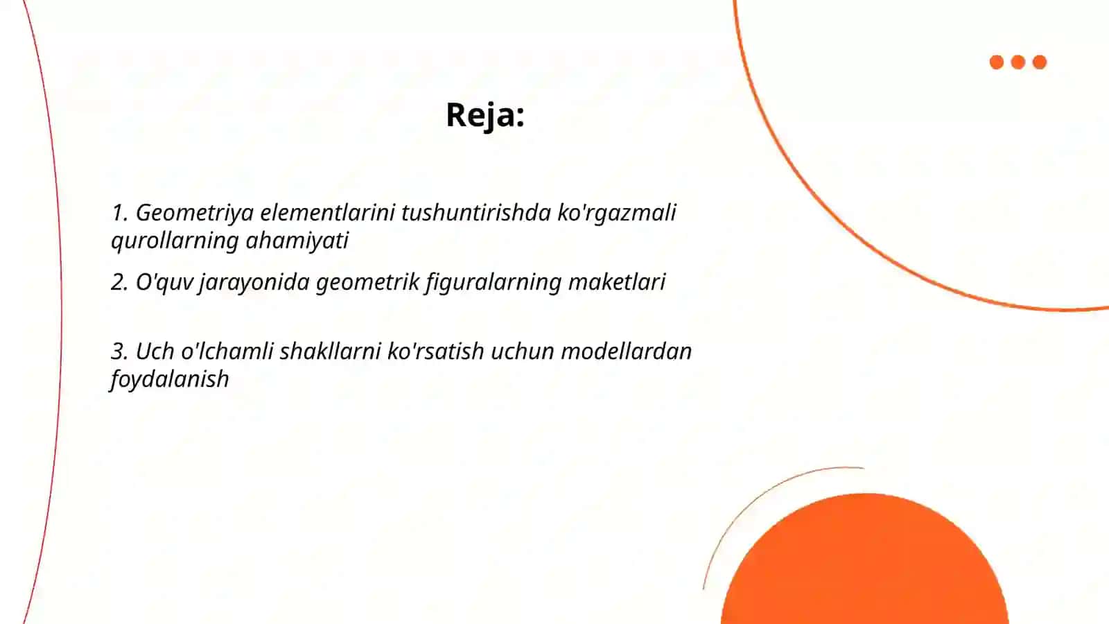 Geometriya elementlari mavzusini o'rganish 2