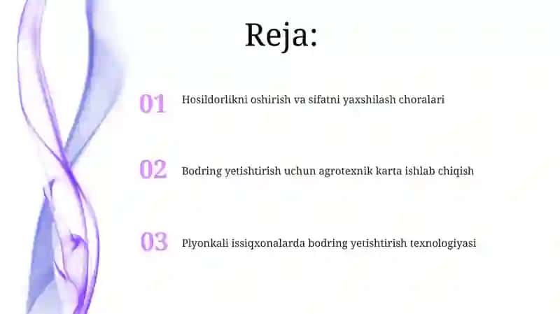 Plyonkali issiqxonada bodring yetishtirish boʻyicha agrotexnik karta ishlab chiqish 2