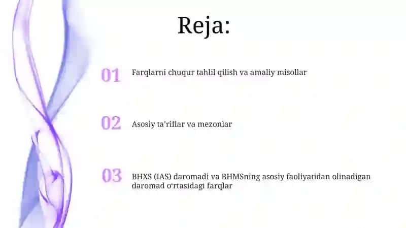 BHXS (IAS) "Tushum" va BHMS asosiy faoliyatdan olingan daromad farqlari 2