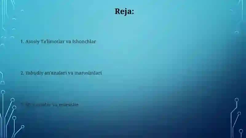 Yahudiylik ta'limoti,an'ana va marosimlari 2