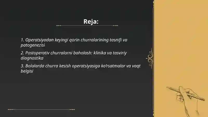 Operatsiyadan keyingi qorin churralari operativ xirurgiyasi 2