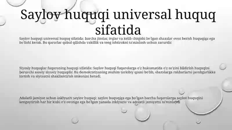 Saylov Huquqi Fuqorolarining Siyosiy Huquqi Sifatida 2