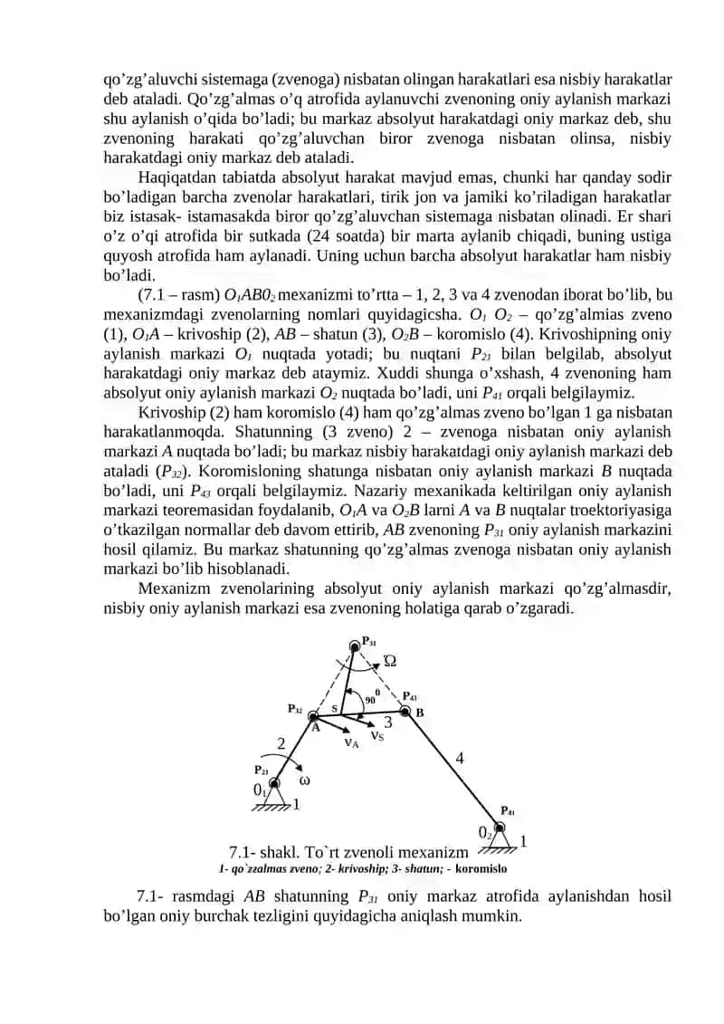TEKISLIKDA HARAKATLANUVCHI MEXANIZMLAR KINEMATIKASINI GRAFIK VA ANALITIK TEKSHIRISH USULLARI 2