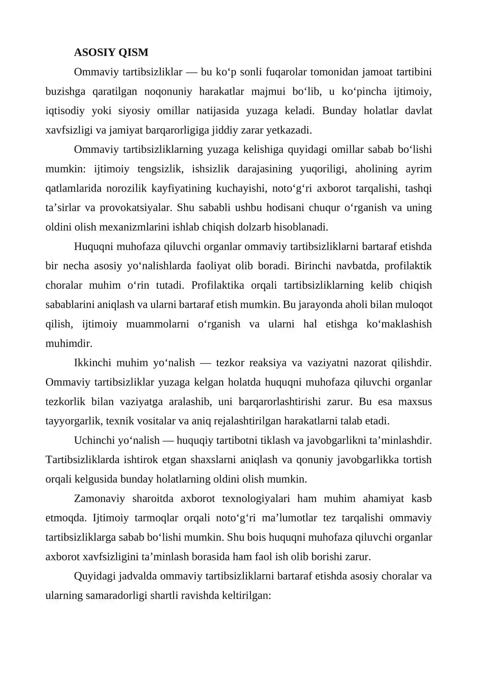 OMMAVIY TARTIBSIZLIKLARNI BARTARAF ETISHDA HUQUQNI MUHOFAZA QILUVCHI ORGANLARNING O‘RNI 2
