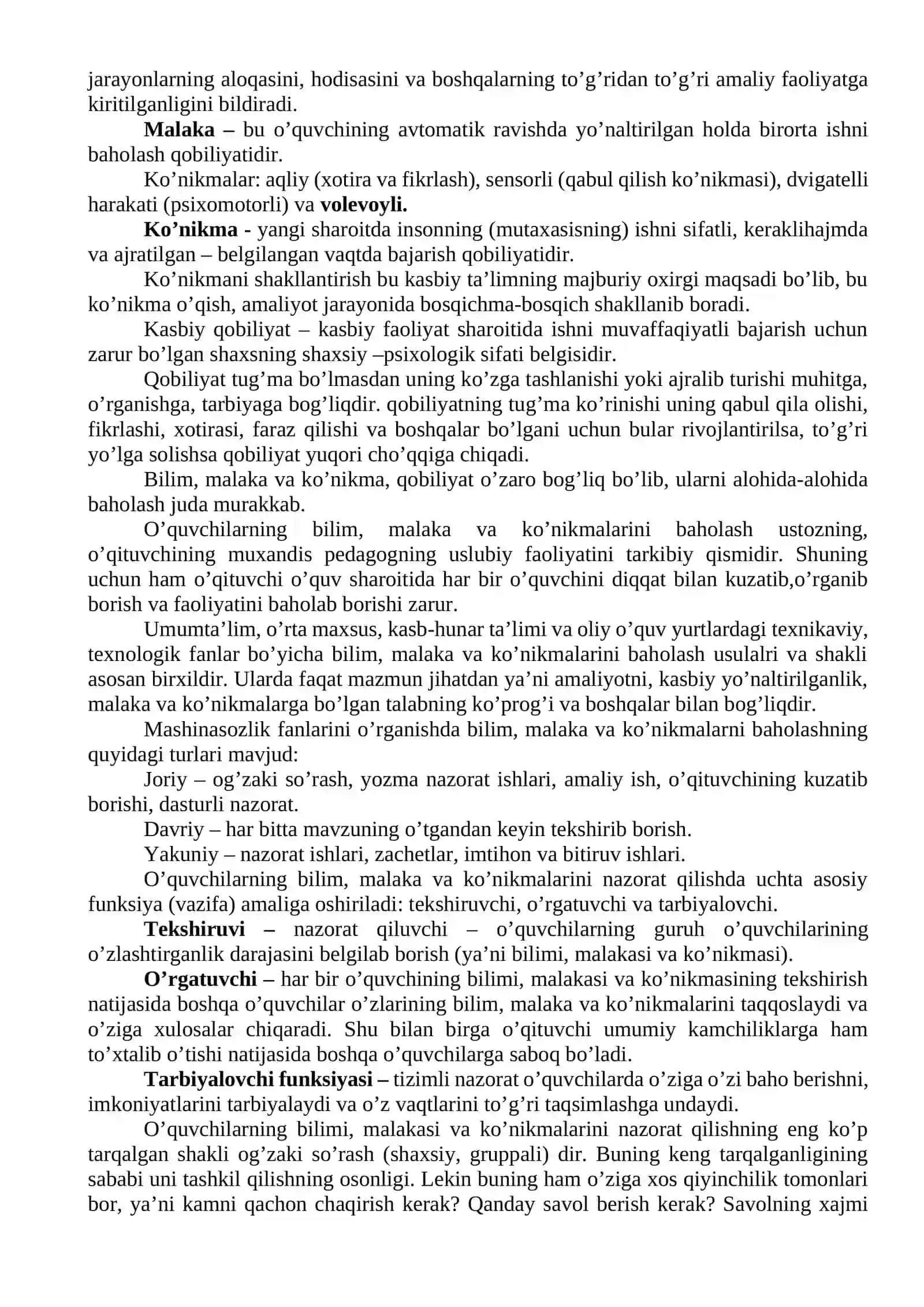 O’quvchilarni bilim, malaka ko’nikmalarini nazorat qilish va baholash usullari 2