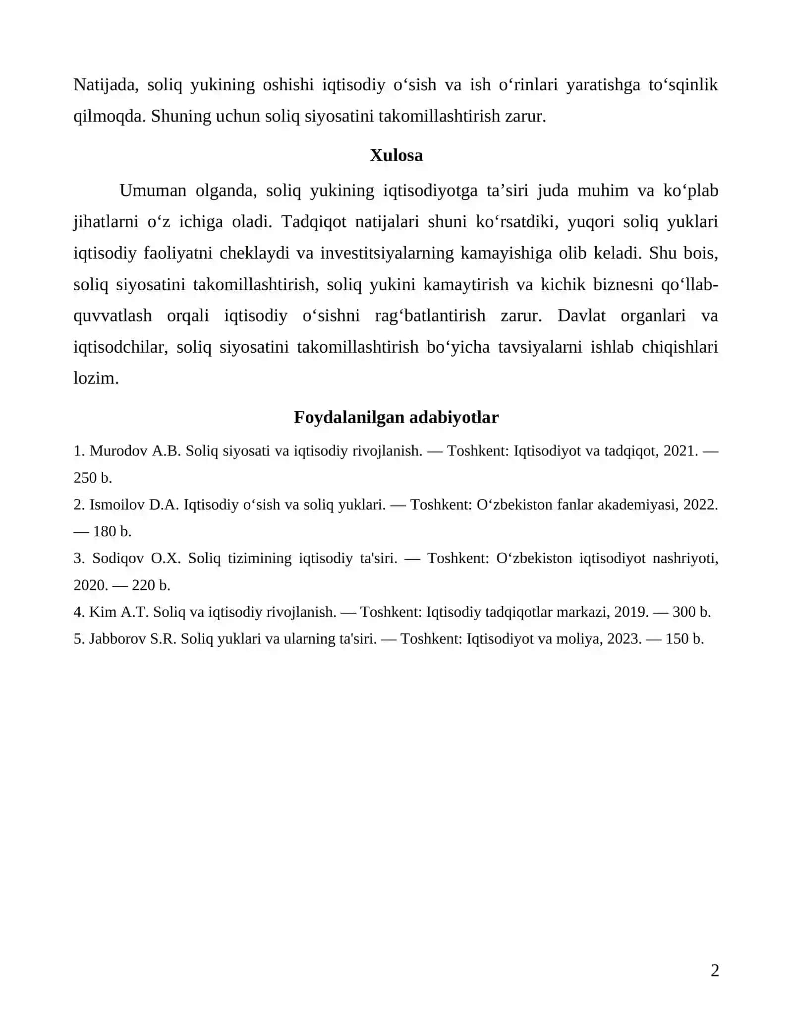 Soliq yukining iqtisodiyotga ta’siri 2