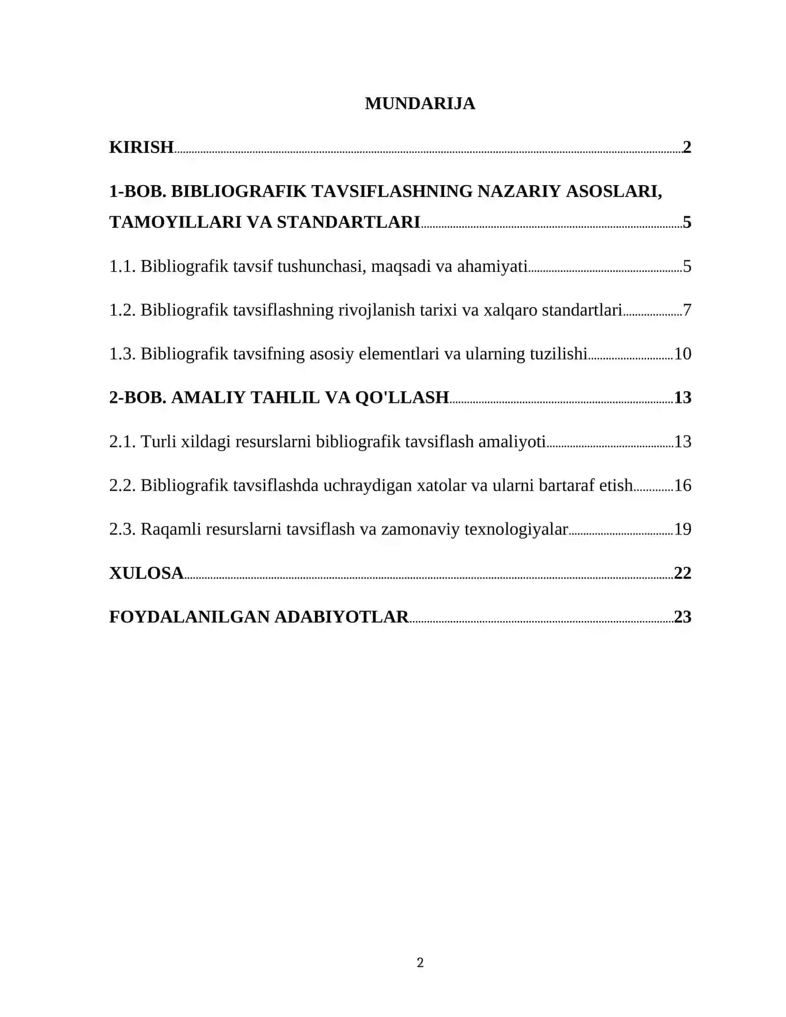 "BIBLIOGRAFIK TAVSIFLASH ELEMENTLARI VA ULARDAN FOYDALANISH" 2