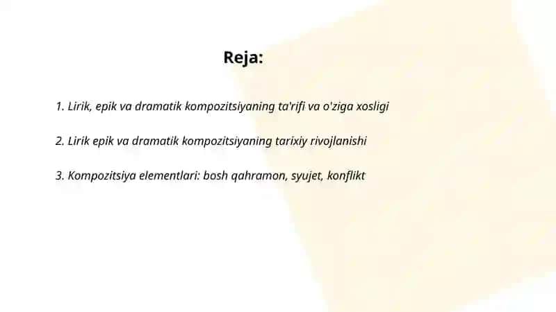 Lirik epik va drammatik kompozitsiyasi 2
