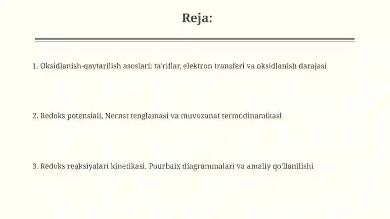 Oksidlanish-qaytarilish jarayonlariningnazariyasoslari 2
