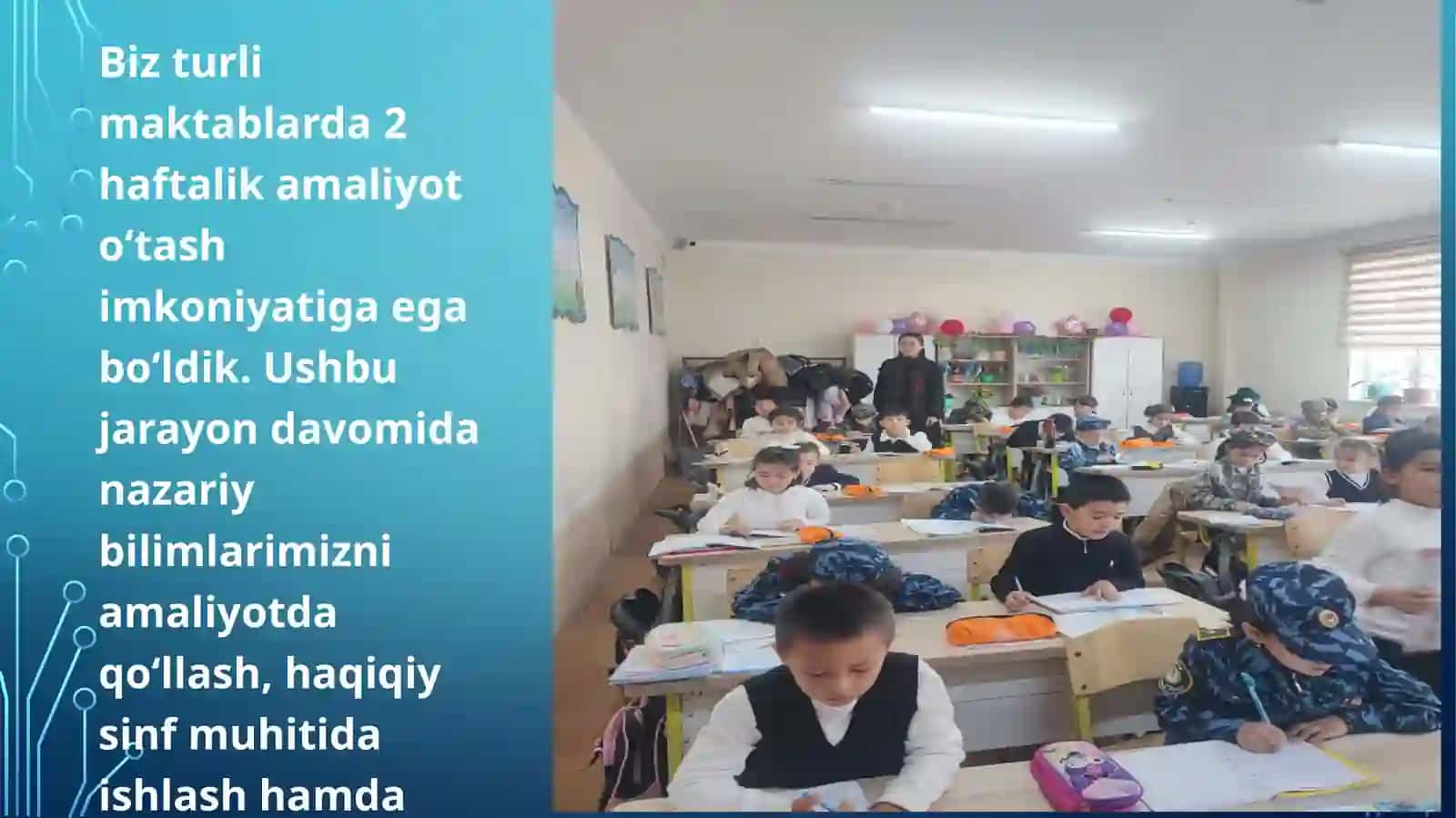 TILLAR FAKULTETI MBIT TA’LIM YO‘NALISHI 404- GURUH TALABALARINING 2 HAFTALIK MALAKAVIY AMALIYOTIDAN HISOBOTI 2