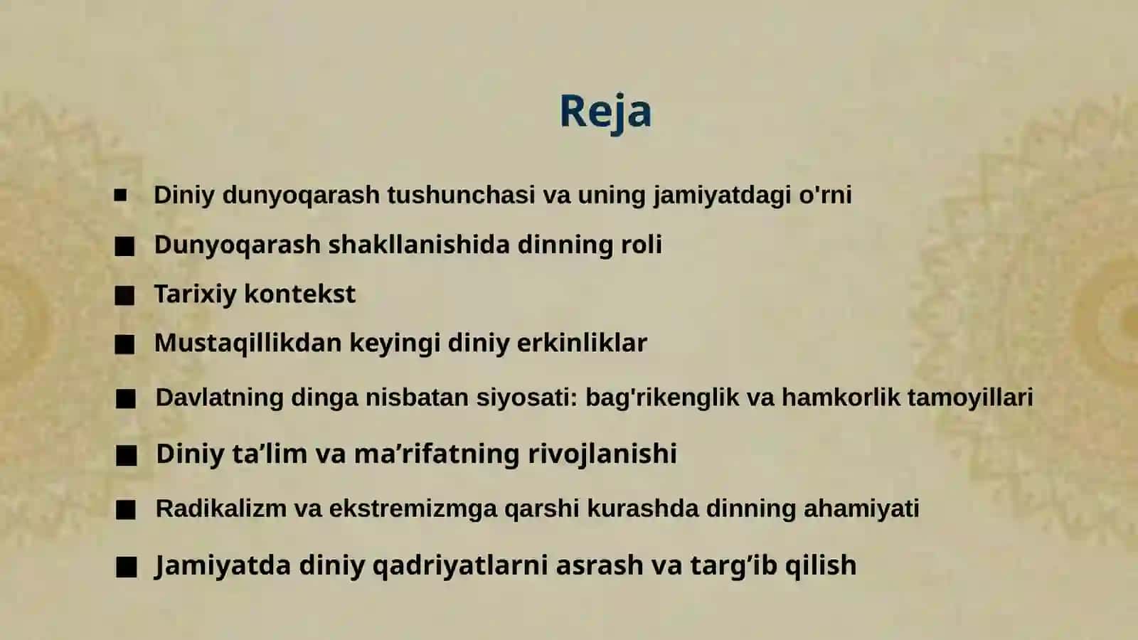 Diniy dunyoqarash va mustaqil O'zbekistonda dinga munosabat 2